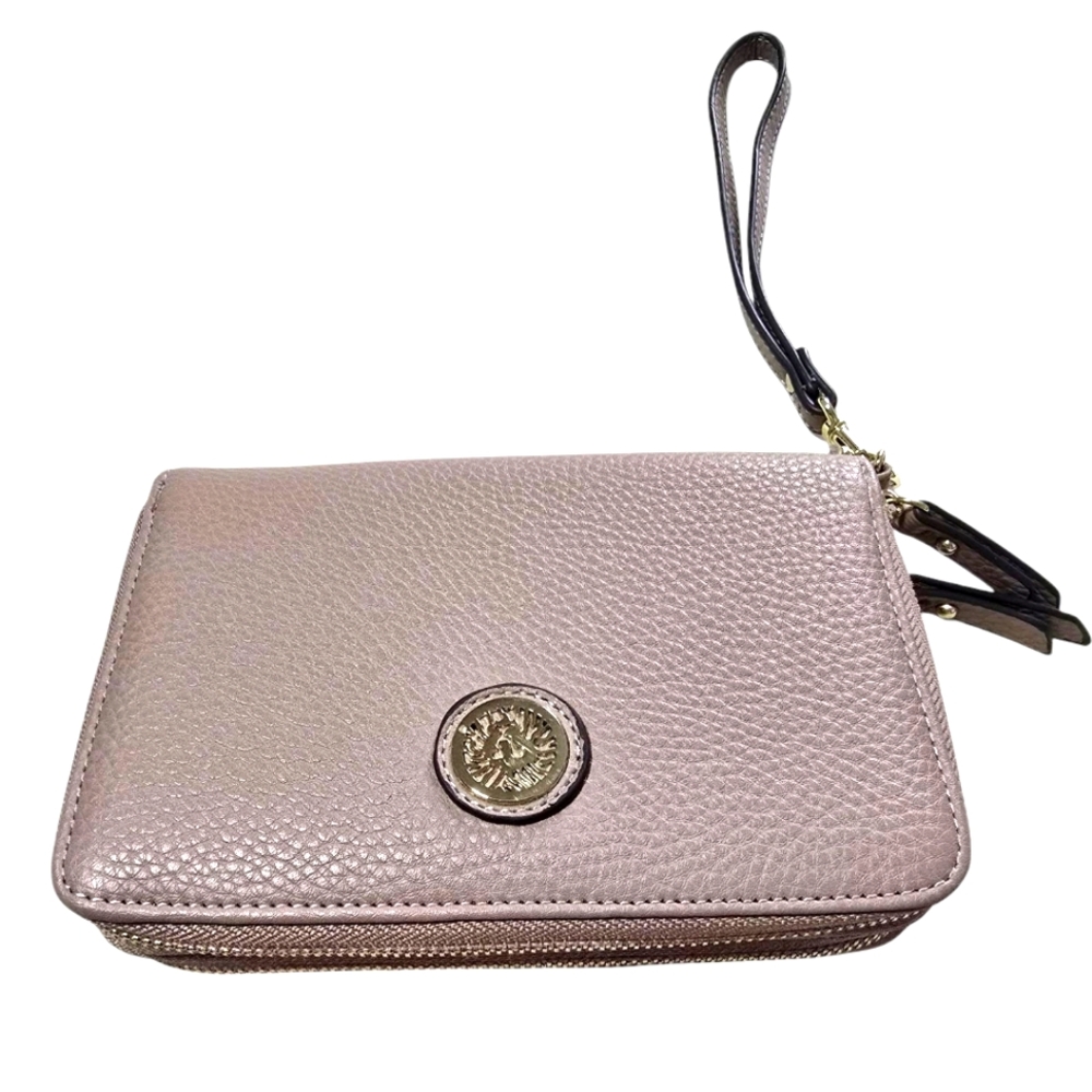 Chic Pink Leather Wristlet Clutch